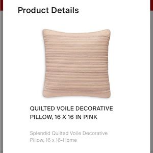 Splendid
Quilted Voile Decorative Pillow, 16" x 16 pink ligh 2 pillow case